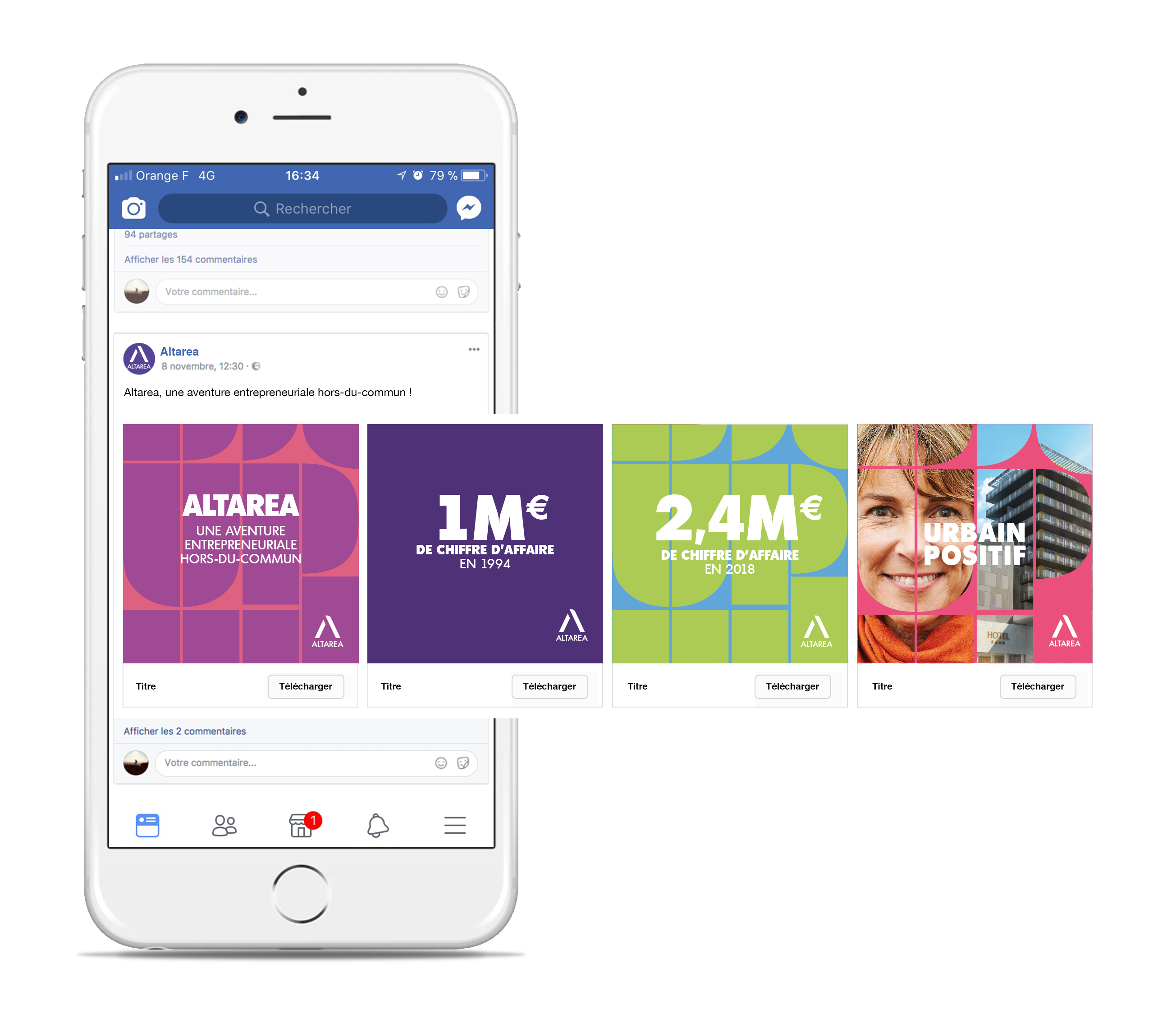 Altarea, mise en situation de posts Facebook